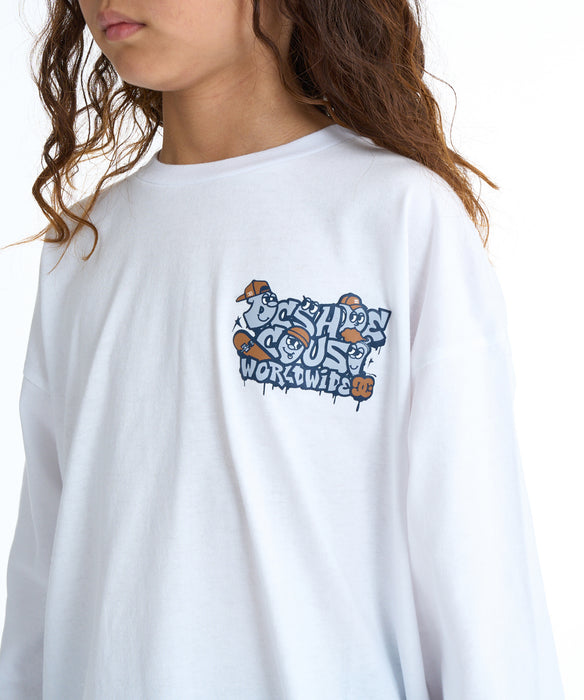 DC SHOES キッズ 26 KD SK CREW LS オーバーサイズ ロンT 長袖Tシャツ【2026年春夏モデル】 WHT / 160