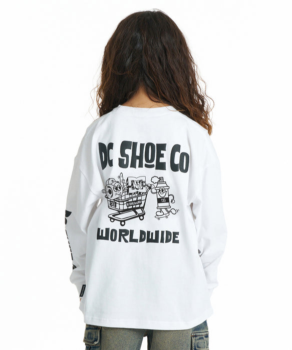 DC SHOES キッズ 26 KD MISCHIEF CREW LS ロンT 【2026年秋冬モデル】 WHT / 160