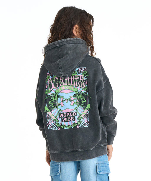アフリクション　ドクロ　ハーフボタン　ブリーチ加工　AC/DC パーカー SALE】DC SHOES キッズ 26 KD DOUBLE SKULL PH パーカー フーディ