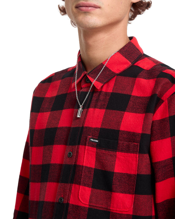 【OUTLET】VOLCOM メンズ CADEN PLAID LS ロングスリーブシャツ