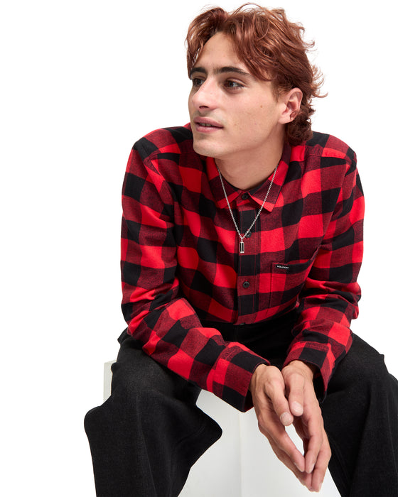 【OUTLET】VOLCOM メンズ CADEN PLAID LS ロングスリーブシャツ