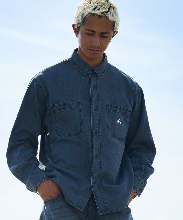 QUIKSILVER メンズ DENIM WASH SH 長袖デニムシャツ ルーズフィット