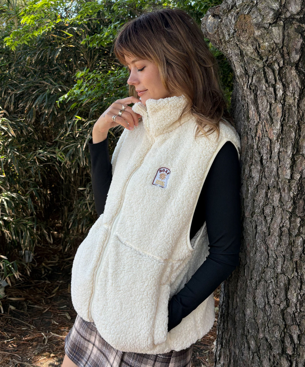 未使用タグ付き✨オーガ　OHGA　ボアベスト　ジレ　BOA VEST Roxy BELLIS BOA VEST ウィメンズ ボアベスト 撥水加工 <2025FW