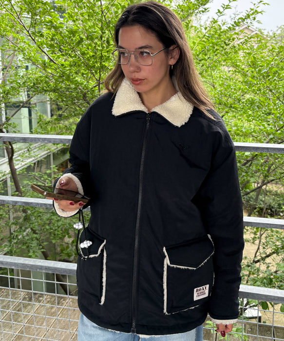 Roxy CHEER UP ウィメンズ リバーシブル ボアジャケット 撥水加工 <2025FW HEART WAVE HOLIDAYS>