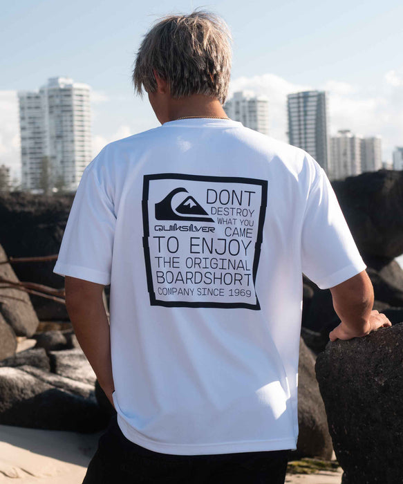 【OUTLET】QUIKSILVER メンズ DISTORTED BOX ST 半袖コットンTシャツ ルーズフィット ロゴT