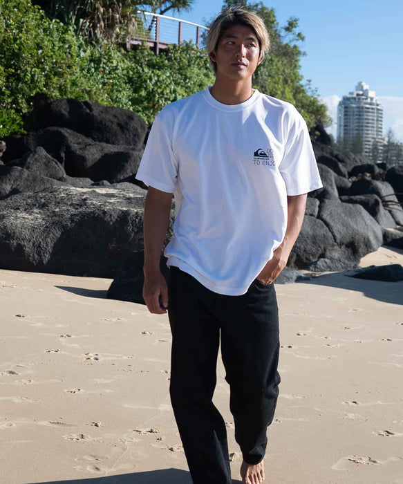 【OUTLET】QUIKSILVER メンズ DISTORTED BOX ST 半袖コットンTシャツ ルーズフィット ロゴT
