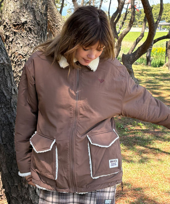 Roxy CHEER UP ウィメンズ リバーシブル ボアジャケット 撥水加工 <2025FW HEART WAVE HOLIDAYS>