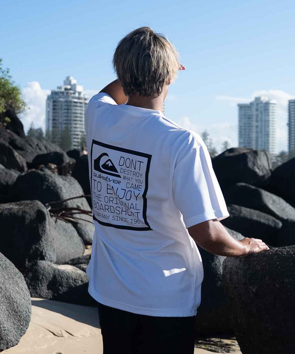 【OUTLET】QUIKSILVER メンズ DISTORTED BOX ST 半袖コットンTシャツ ルーズフィット ロゴT