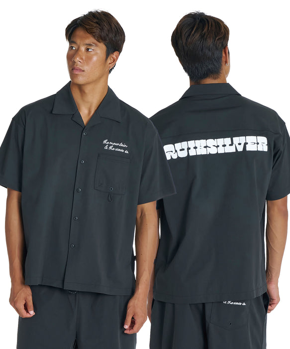 QUIKSILVER メンズ SIGN OPEN SHIRT 半袖シャツ 接触冷感 速乾 UPF50+ 4WAYストレッチ<NATURE TECH>【2026年夏モデル】