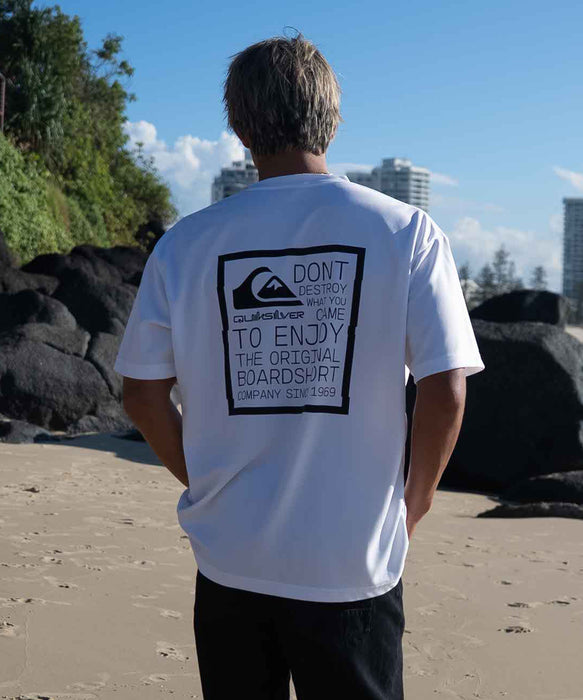 【OUTLET】QUIKSILVER メンズ DISTORTED BOX ST 半袖コットンTシャツ ルーズフィット ロゴT