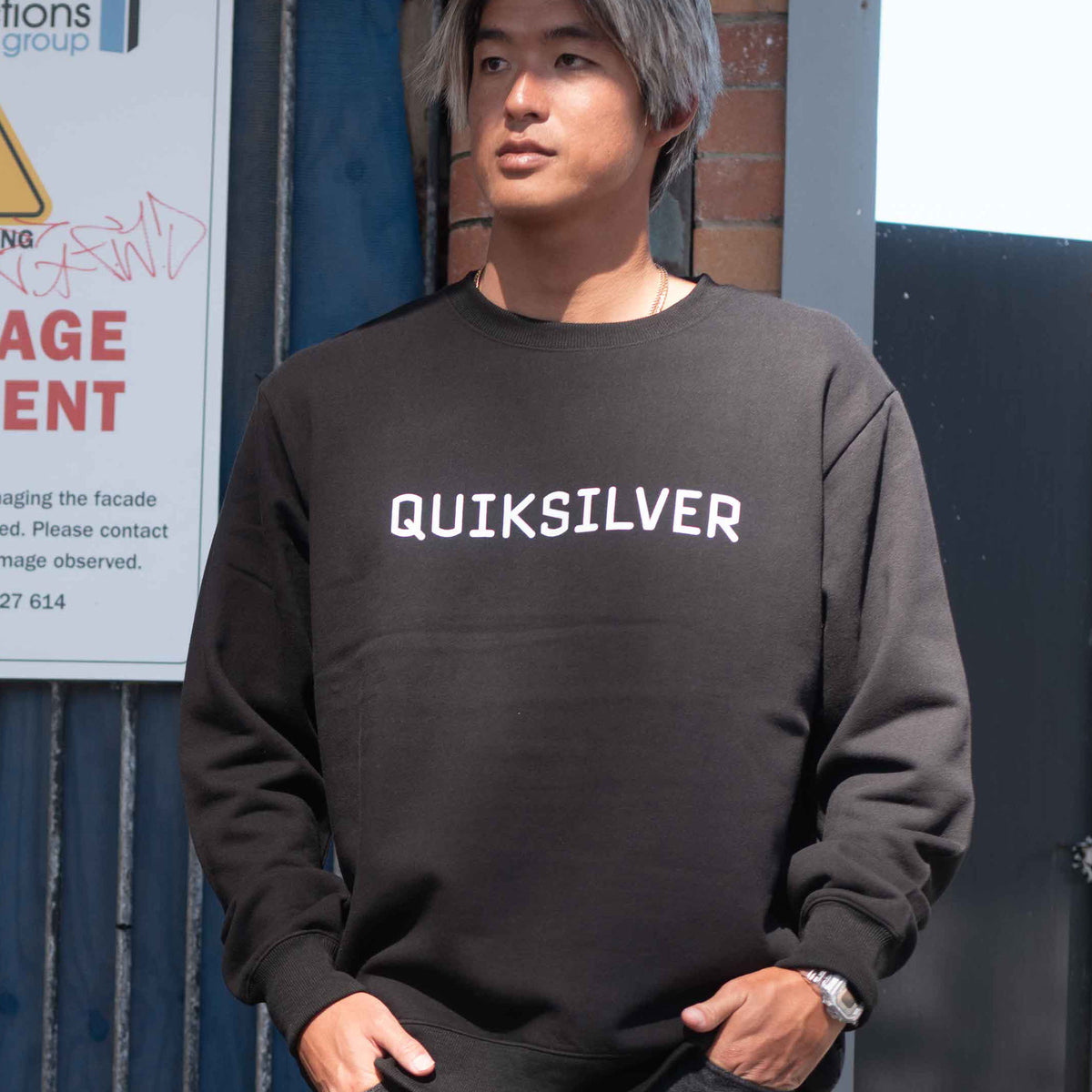 OUTLET】QUIKSILVER メンズ DNA BIG CLICKER SWEAT CREW クルーネック