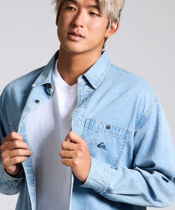 QUIKSILVER メンズ DENIM WASH SH 長袖デニムシャツ ルーズフィット