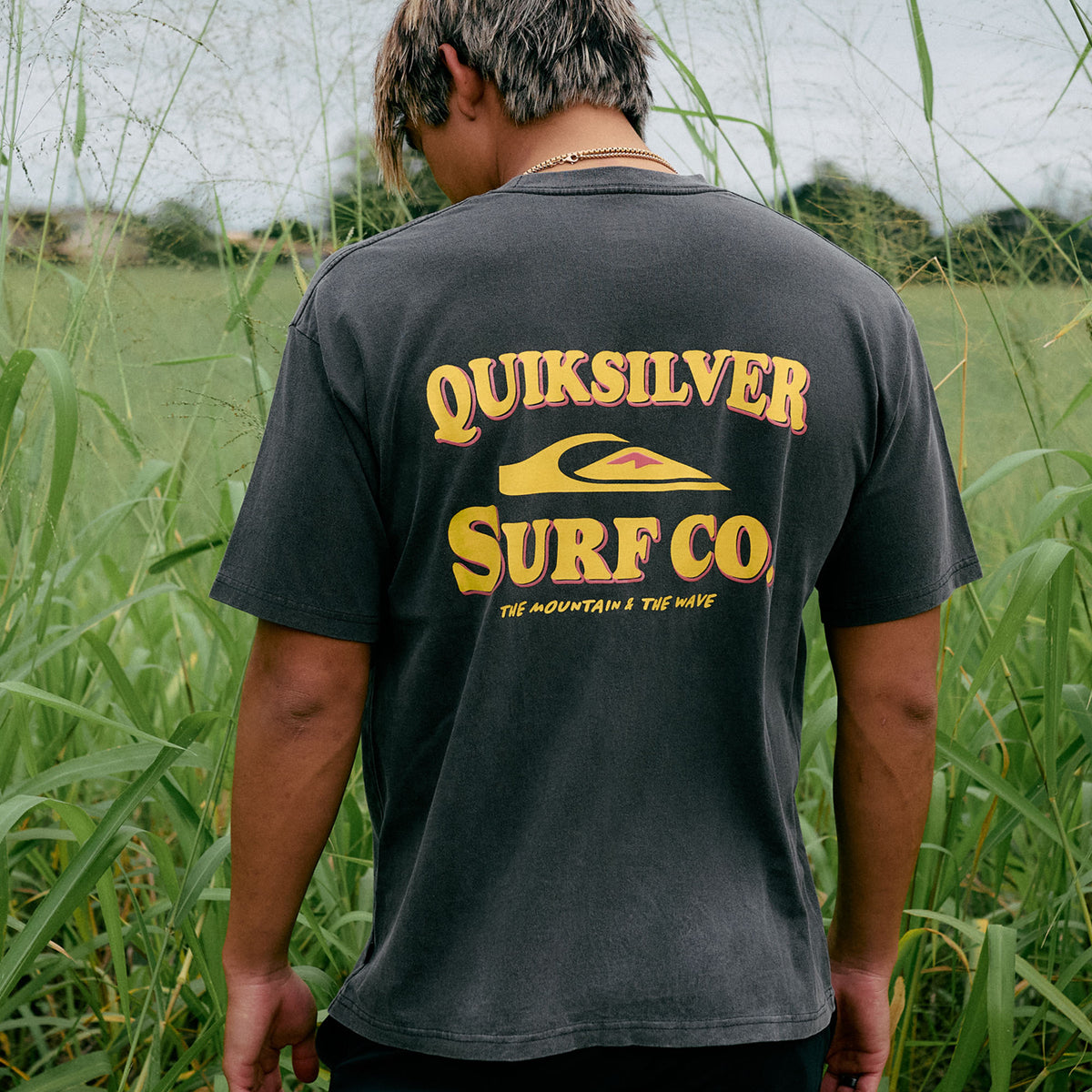 QUIKSILVER メンズ SURF CO ST 半袖Tシャツ バックプリント ルーズ