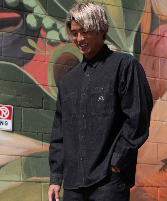 【OUTLET】Quiksilver メンズ DENIM WASH SHIRT シャツ セットアップ