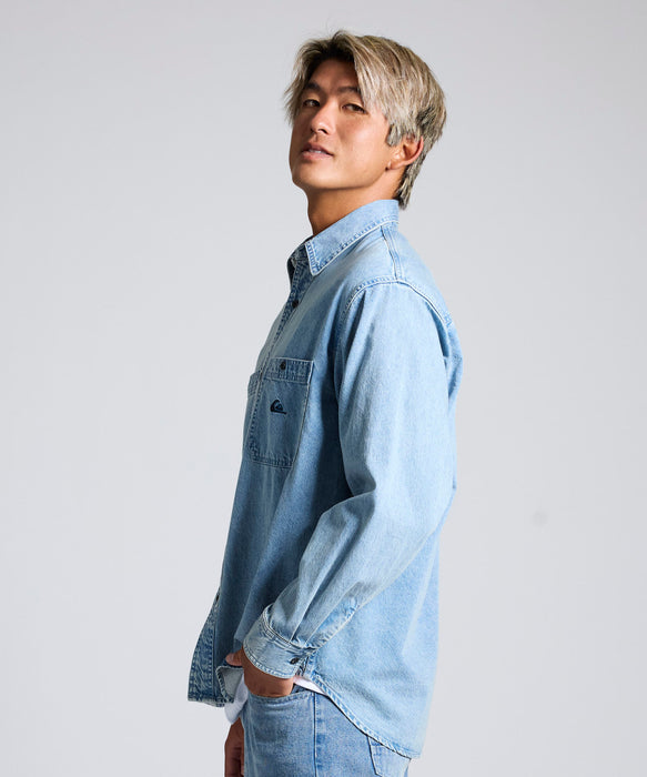 QUIKSILVER メンズ DENIM WASH SH 長袖デニムシャツ ルーズフィット