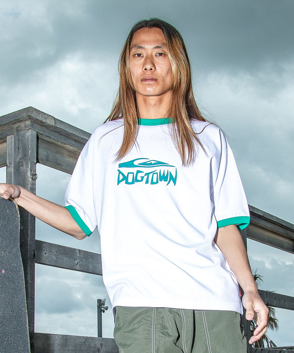 <QUIKSILVER X DOGTOWN> メンズ DTQS PG HORRORSCRIPT RINGER ST 半袖コットンTシャツ ルーズフィット【2026年夏モデル】