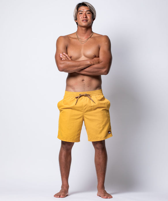 QUIKSILVER メンズ EVERYDAY SOLID VOLLEY 19 ジャムボードショーツ 19インチ インナーショーツ付き (ウエストゴムタイプ) ノンストレッチ・撥水加工 【2026年春夏モデル】