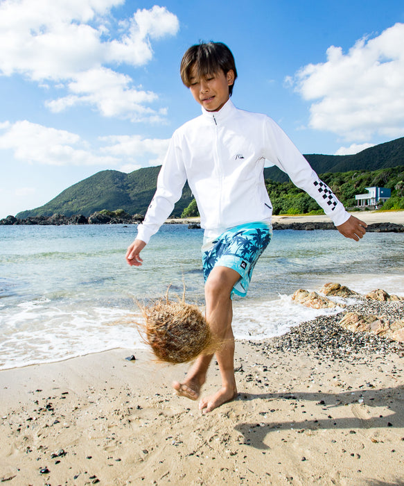 QUIKSILVER ユース CHECKER ZIP YOUTH ジップラッシュガード UPF50+ 接触冷感 速乾 【2026年春夏モデル】