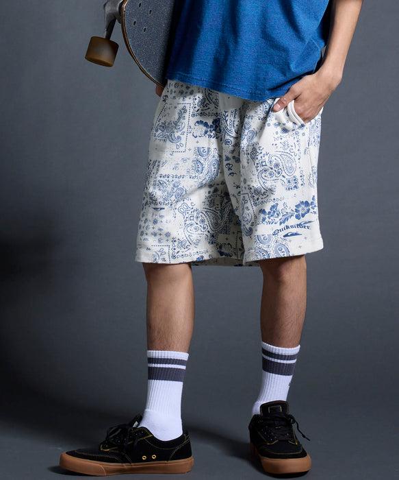 QUIKSILVER メンズ/ユニセックス MERCURY PAISLEY BAGGY SWEAT SHORTS ショートパンツ ペイズリー柄 フリース生地<MERCURY COLLECTION>【2026年夏モデル】