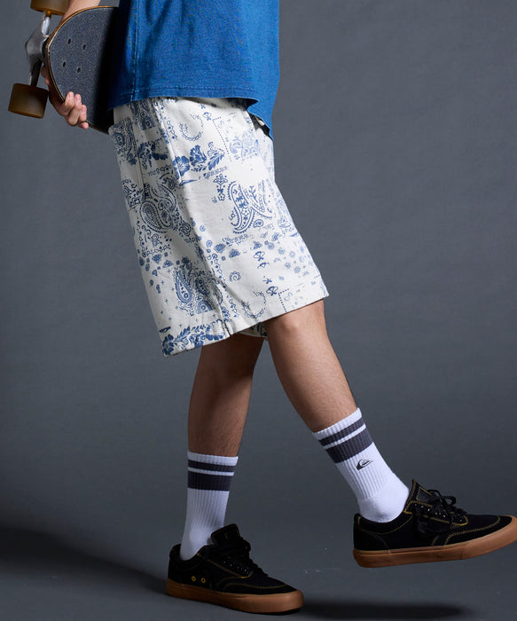 QUIKSILVER メンズ/ユニセックス MERCURY PAISLEY BAGGY SWEAT SHORTS ショートパンツ ペイズリー柄 フリース生地<MERCURY COLLECTION>【2026年夏モデル】