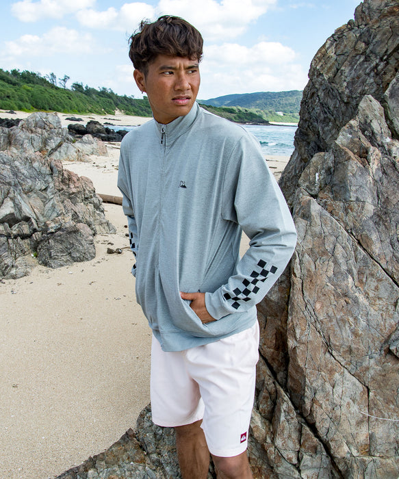QUIKSILVER メンズ CHECKER ZIP 長袖ラッシュガード UPF50+ 接触冷感