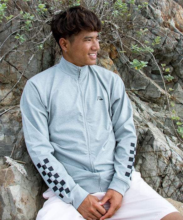 QUIKSILVER メンズ CHECKER ZIP 長袖ラッシュガード UPF50+ 接触冷感