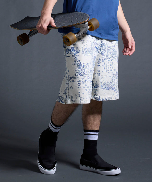 QUIKSILVER メンズ/ユニセックス MERCURY PAISLEY BAGGY SWEAT SHORTS ショートパンツ ペイズリー柄 フリース生地<MERCURY COLLECTION>【2026年夏モデル】