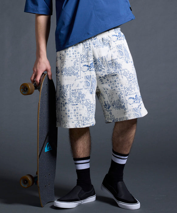 QUIKSILVER メンズ/ユニセックス MERCURY PAISLEY BAGGY SWEAT SHORTS ショートパンツ ペイズリー柄 フリース生地<MERCURY COLLECTION>【2026年夏モデル】
