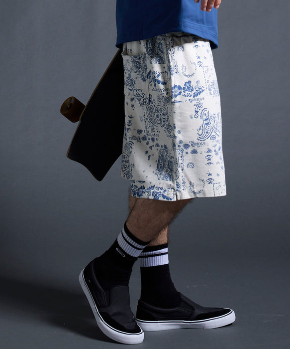QUIKSILVER メンズ/ユニセックス MERCURY PAISLEY BAGGY SWEAT SHORTS ショートパンツ ペイズリー柄 フリース生地<MERCURY COLLECTION>【2026年夏モデル】