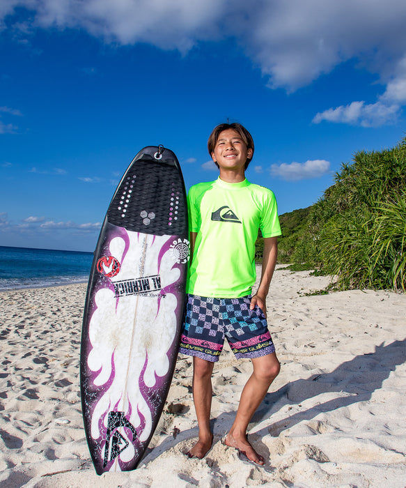 QUIKSILVER ユース ALL TIME SR YOUTH 半袖ラッシュガード 速乾 UPF50+ ストレッチ【2026年春夏モデル】
