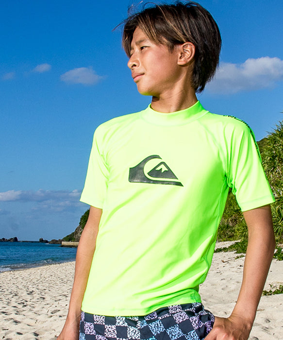 QUIKSILVER ユース ALL TIME SR YOUTH 半袖ラッシュガード 速乾 UPF50+ ストレッチ【2026年春夏モデル】