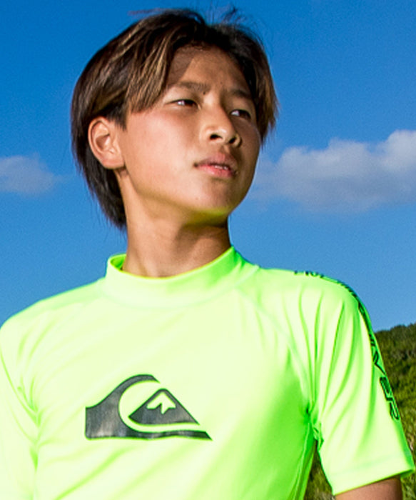 QUIKSILVER ユース ALL TIME SR YOUTH 半袖ラッシュガード 速乾 UPF50+ ストレッチ【2026年春夏モデル】