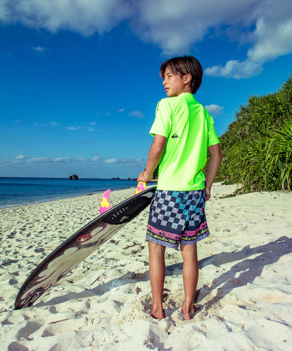 QUIKSILVER ユース ALL TIME SR YOUTH 半袖ラッシュガード 速乾 UPF50+ ストレッチ【2026年春夏モデル】