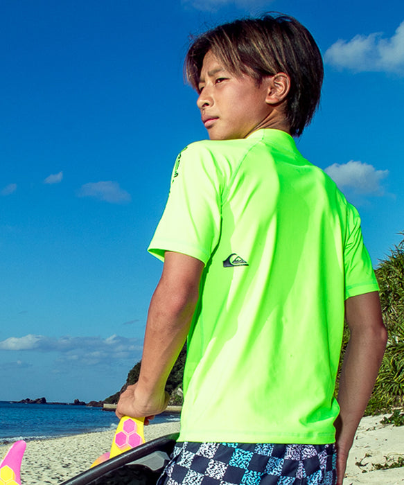 QUIKSILVER ユース ALL TIME SR YOUTH 半袖ラッシュガード 速乾 UPF50+ ストレッチ【2026年春夏モデル】