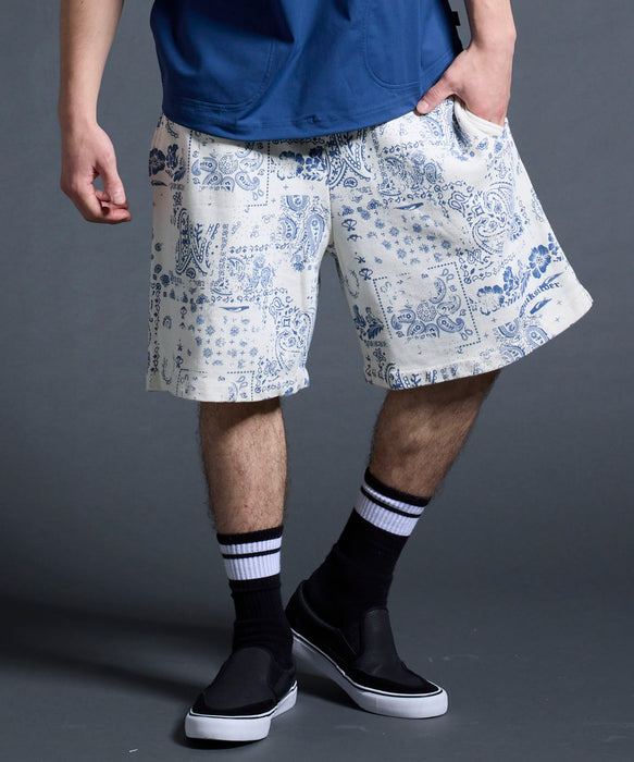 QUIKSILVER メンズ/ユニセックス MERCURY PAISLEY BAGGY SWEAT SHORTS ショートパンツ ペイズリー柄 フリース生地<MERCURY COLLECTION>【2026年夏モデル】