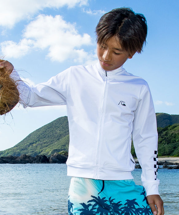 QUIKSILVER ユース CHECKER ZIP YOUTH ジップラッシュガード UPF50+ 接触冷感 速乾 【2026年春夏モデル】