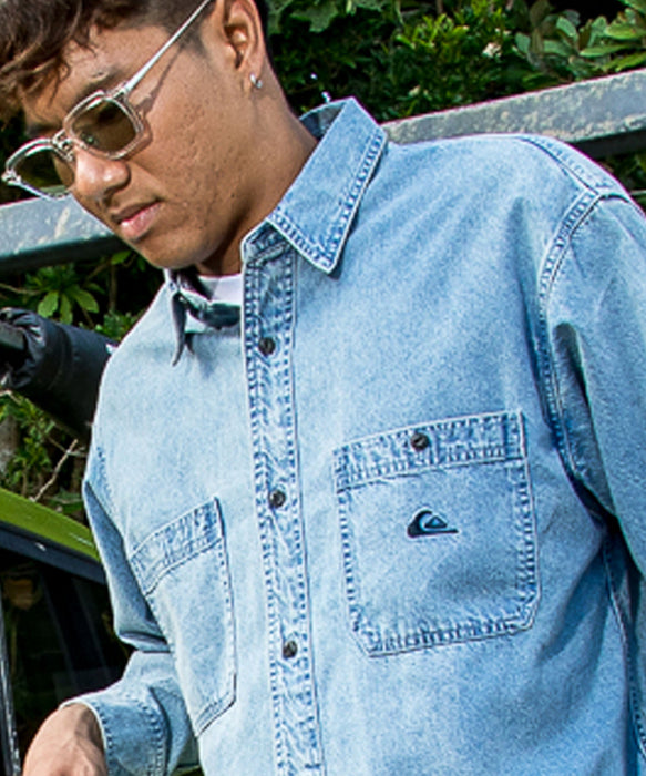 QUIKSILVER メンズ DENIM WASH SH 長袖デニムシャツ ルーズフィット