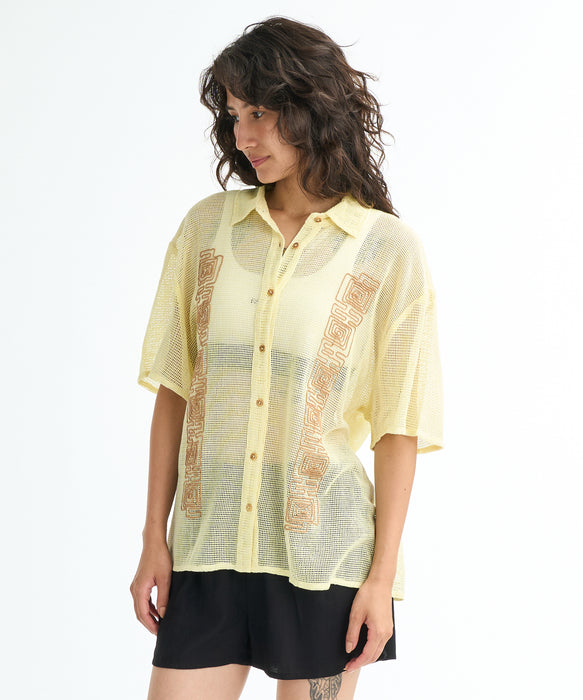 【直営店限定】RVCA ウィメンズ SABRA BUTTON UP 半袖シャツ 【2026年春夏モデル】