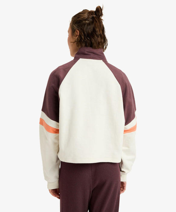 【OUTLET】Roxy Fitness ESSENTIAL ENERGY BOXY HALF ZIP ウィメンズ フィットネス ハーフジップ ラグランスリーブ ミニ裏毛  <25FWグローバル展開アイテム>