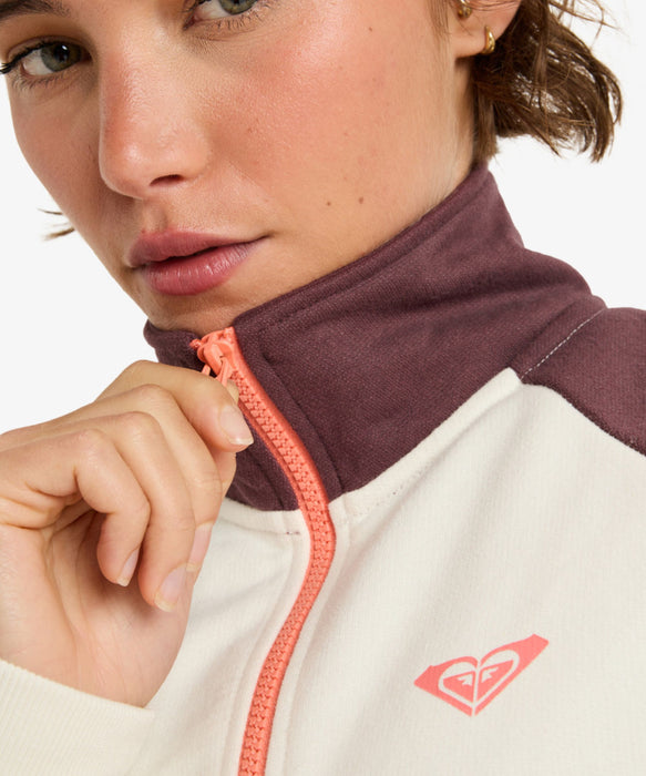 【OUTLET】Roxy Fitness ESSENTIAL ENERGY BOXY HALF ZIP ウィメンズ フィットネス ハーフジップ ラグランスリーブ ミニ裏毛  <25FWグローバル展開アイテム>