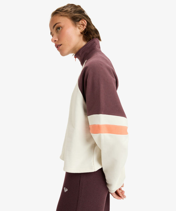 【OUTLET】Roxy Fitness ESSENTIAL ENERGY BOXY HALF ZIP ウィメンズ フィットネス ハーフジップ ラグランスリーブ ミニ裏毛  <25FWグローバル展開アイテム>