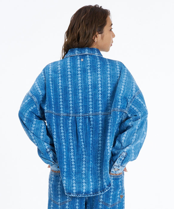 ROXY KICK BACK WASH DENIM 花柄デニムシャツ 長袖 【2026年秋冬モデル】