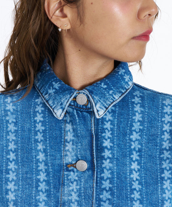 ROXY KICK BACK WASH DENIM 花柄デニムシャツ 長袖 【2026年秋冬モデル】