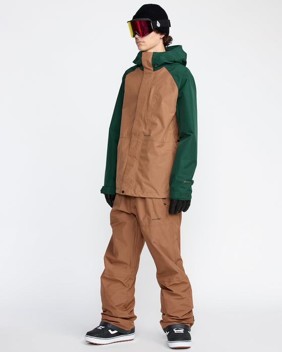 新品 GORE-TEX上下セット VOLCOM JACKET&BIB BROWN VOLCOM メンズ DUA GORE-TEX JACKET スノージャケット
