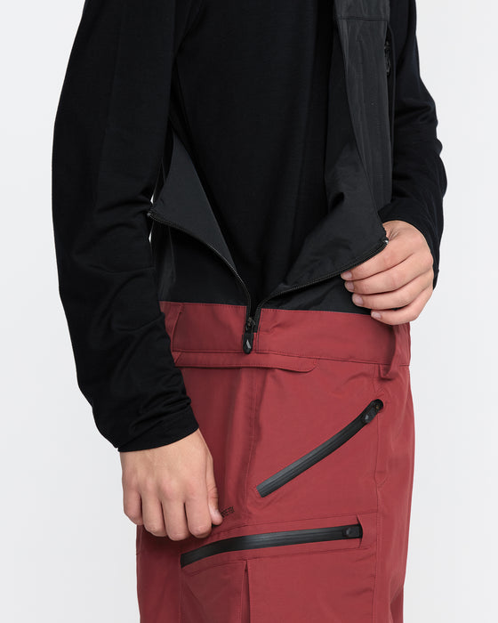 volcom GORE-TEX スノーボードパンツ チャコール 赤ジッパー OUTLET FAMILY SALE】VOLCOM メンズ RAIN GORE-TEX BIB OVERALL スノー
