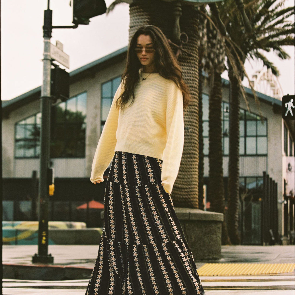 オンラインストア・直営店限定】ROXY SWEETWATER CREPE MAXI SKIRT 花