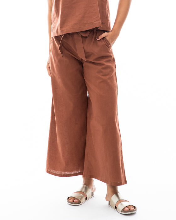 【OUTLET】BILLABONG レディース 【CHILLWEAR】 LINEN COTTON WOVEN LONG PANTS ガウチョパンツ 【2024年夏モデル】