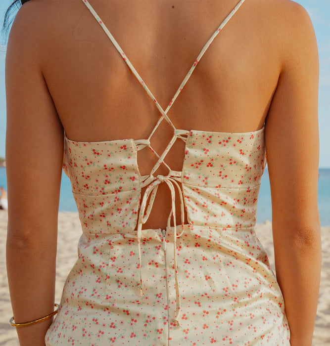 【OUTLET】Roxy ROXY×NANAHA DRESS ウィメンズ ドレス ワンピース サテン生地 花柄 <2025 ROXY CRUISERS x Nanaha>*