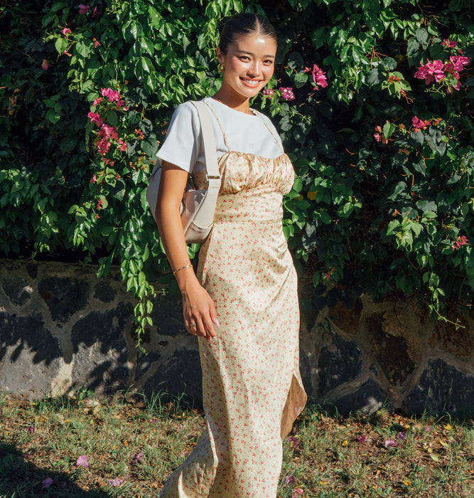 【OUTLET】Roxy ROXY×NANAHA DRESS ウィメンズ ドレス ワンピース サテン生地 花柄 <2025 ROXY CRUISERS x Nanaha>*