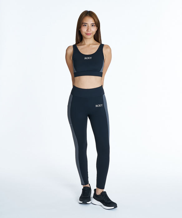 ROXY FITNESS EARTHY CRISP BRA 配色リブ切替ブラトップ /速乾/UVカット/水陸両用/ハイサポート【2026年秋冬モデル】